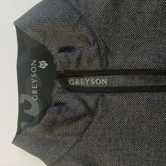 Greyson Tate Herringbone Mock Neck Quarter Zip Golf Pullover Men Gray M - Picture 5 of 7